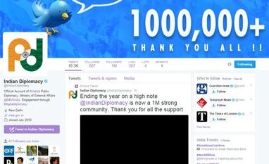 Another feather on MEA's hat, crosses another social media milestone A screen grab of Indian Diplomacy's Twitter page.