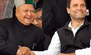Congress announces 59 candidates for HP polls; CM to contest from Arki File photo of Himachal Pradesh Chief minister Virbhadra Singh and Congress Vice-President Rahul Gandhi.
