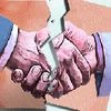 Busted merger deal, hand shake