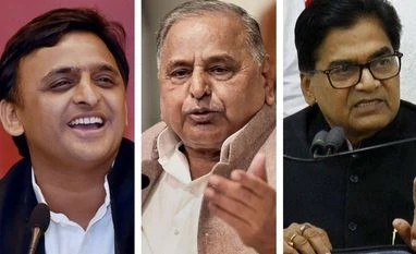 SP feud: Possibility of two factions coming together, says Azam Khan (From L to R) Uttar Pradesh Chief Minister Akhilesh Yadav, party supremo Mulayam Singh Yadav and SP leader Ram Gopal Yadav. Photo: PTI
