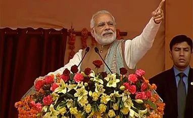 UP polls: Modi-led BJP eyes electoral gains amid SP feud Prime Minister Narendra Modi addressing BJP's Parivartan rally in Lucknow.