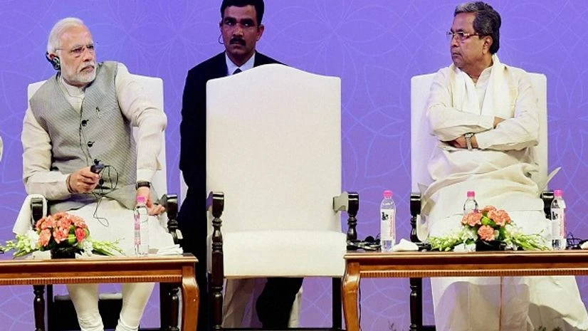 Prime Minister Narendra Modi with Karnataka C M Siddharamaiah Pravasi Bharatiya Divas, Narendra Modi, M Siddaramaiah
