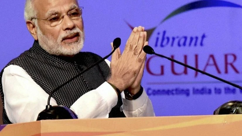 Prime Minister Narendra Modi addresses the Vibrant Gujarat Global Summit 2017. Photo: PTI Prime Minister Narendra Modi addresses the Vibrant Gujarat Global Summit 2017. Photo: PTI