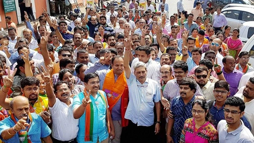 Defence Minister Manohar Parrikar campaigning for BJP during Goa Assembly polls Defence Minister Manohar Parrikar campaigning for BJP during Goa Assembly polls