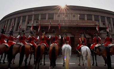 In Maha Assembly & LS, Oppn tries to pin down BJP on farm loan waiver President Pranab Mukherjee's security standing guard during his address to the joint session of Parliament on the first day of Budget Session in New Delhi. Photo: PTI