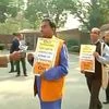 TMC MPs protest in Parliament complex. Photo: ANI