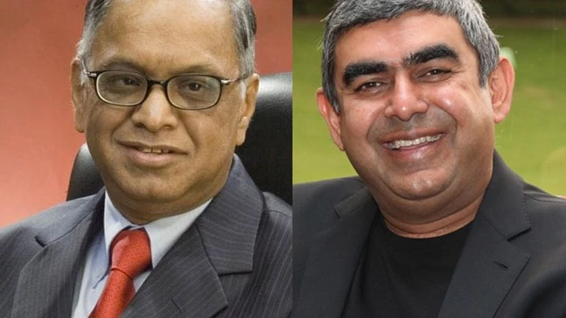 N R Narayana Murthy (Left) and Vishal Sikka N R Narayana Murthy (Left) and Vishal Sikka