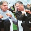 Former Tata Sons chairman Ratan Tata (left) with current Chairman N Chandrasekaran at the 178th birth anniversary function of Tata Steel founder Jamsetji Tata in Jamshedpur on Friday. Photo: PTI