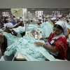 Women, garment factory, Working women, Women at work in a garment factory.
