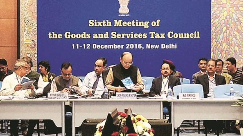 Finance Minister Arun Jaitley with state FMs at a GST Council meet in New Delhi in December 2016 Photo: PTI Finance Minister Arun Jaitley with state FMs at a GST Council meet in New Delhi in December 2016 Photo: PTI