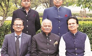 (L-R) Sujit Kanoria (trustee), Sunil Kanoria (trustee); (seated) Hemant Kanoria (trustee), H P Kanoria (chairman), Sanjeev Kanoria (trustee) (L-R) Sujit Kanoria (trustee), Sunil Kanoria (trustee); (seated) Hemant Kanoria (trustee), H P Kanoria (chairman), Sanjeev Kanoria (trustee)