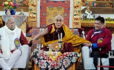 Chinese media warns India 'not to play dirty' over Arunachal Pradesh Tibetan spiritual leader the Dalai Lama addressing a gathering at Dirang monastery in West Kameng district of Arunachal Pradesh on Thursday. Arunachal Pradesh Governor PB Acharya (L) and Chief Minister Pema Khandu are also seen (Photo: PTI)
