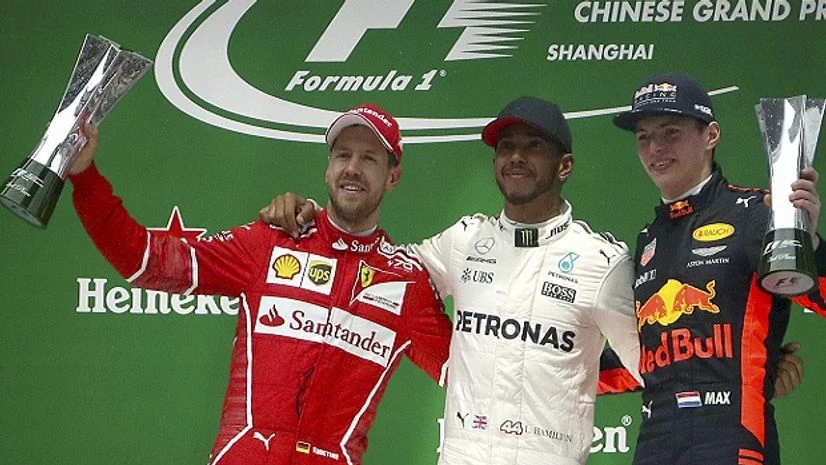 Lewis Hamilton, Sebastian Vettel, Max Verstappen, Chinese Formula One Grand Prix, Shanghai Inter International Circuit, Shanghai, China Lewis Hamilton, Sebastian Vettel, Max Verstappen, Chinese Formula One Grand Prix, Shanghai Inter International Circuit, Shanghai, China