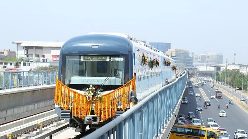 First train of South Extension of Rapid Metro, Gurgaon First train of South Extension of Rapid Metro, Gurgaon