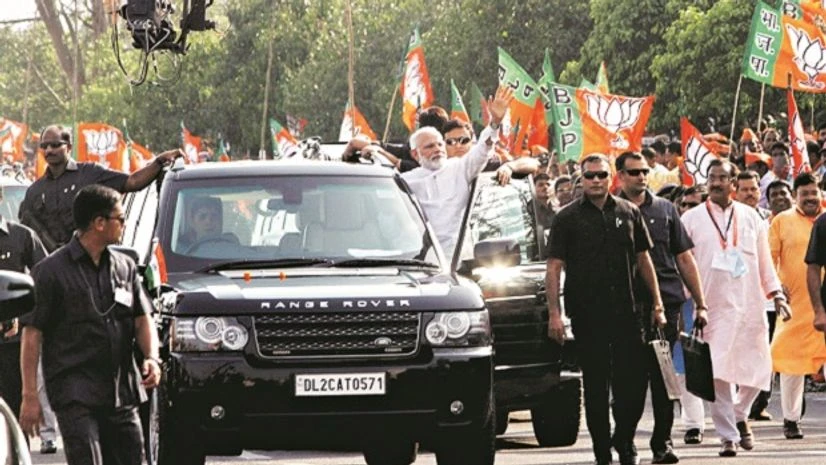 Prime Minister Narendra Modi during a roadshow in Bhubaneswar on Saturday. PTI: Photo Prime Minister Narendra Modi during a roadshow in Bhubaneswar on Saturday. PTI: Photo