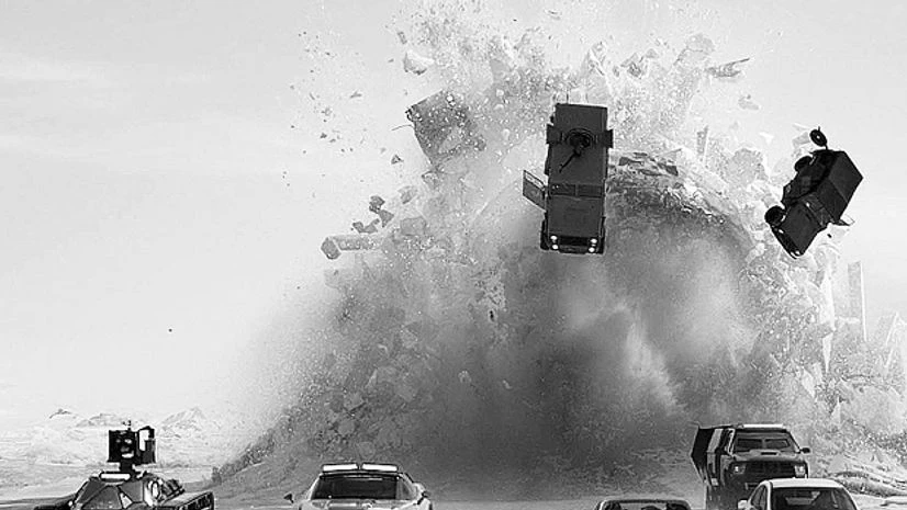 A still from The Fate of the Furious. Even as the amount of car racing drops with each new film, the calibre of the whips — and the extreme stunts engaged in them — increase exponentially Fate of the furious