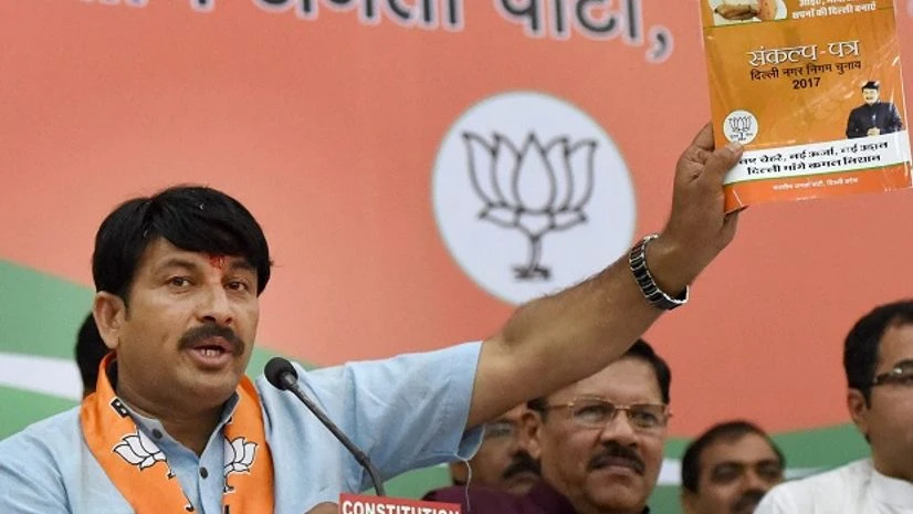 MCD elections, BJP, Manoj Tiwari, Shyam Jaju, BJP manifesto, New Delhi MCD elections, BJP, Manoj Tiwari, Shyam Jaju, BJP manifesto, New Delhi