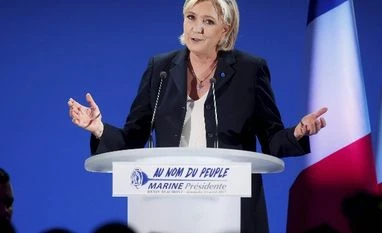 Why did Marine Le Pen resign from her party? It's all part of the plan Far-right leader and candidate for the 2017 French presidential election, Marine Le Pen, addresses supporters after exit poll results of the first round of the presidential election were announced at her election day headquarters in Henin-Beaumont
