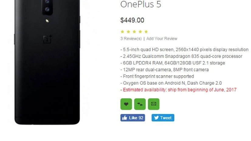 Oneplus 5 leaked specifications Oneplus 5 leaked specifications