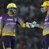 Representational image: Sunil Narine of the Kolkata Knight Riders with team mate Chris Lynn. Photo: PTI