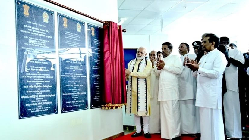 Narednra Modi, Sri Lanka Prime Minister Narendra Modi inaugurating the Dickoya Hospital during his Sri Lanka visit. Photo: @PMOIndia