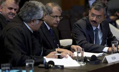 Kulbhushan Jadhav case: Pakistan to appoint ad-hoc judge at ICJ for hearing Kulbhushan Jadhav hearing: Dr Deepak Mittal, joint secretary of India's Ministry of External Affairs, right, and his delegation wait for judges to enter the World Court in The Hague, Netherlands. PTI/AP