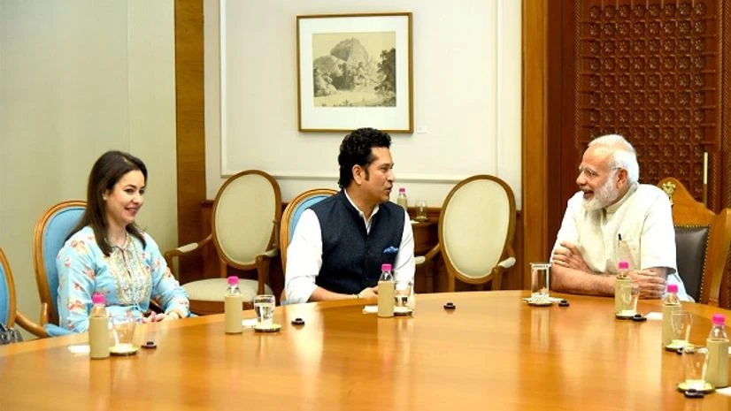 Sachin Tendulkar, Narendra Modi Sachit Tendulkar with PM Narendra Modi. Photo: @narendramodi
