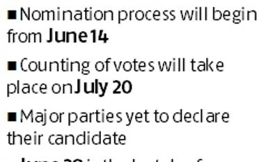 Presidential poll to be held on July 17, counting on July 20: EC Presidential poll to be held on July 17, counting on July 20: EC