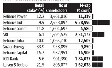 Companies with the most number of retail investors graph
