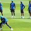 India players look on during a practice session in the nets ahead of their ICC Champions Trophy semifinal match between Bangladesh and India at Edgbaston in Birmingham