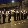 London : Police officers man a cordon at Finsbury Park where a vehicle struck pedestrians in London Monday, June 19, 2017. Police say a vehicle struck pedestrians near a mosque in north London, leaving several casualties and one person was arrested.
