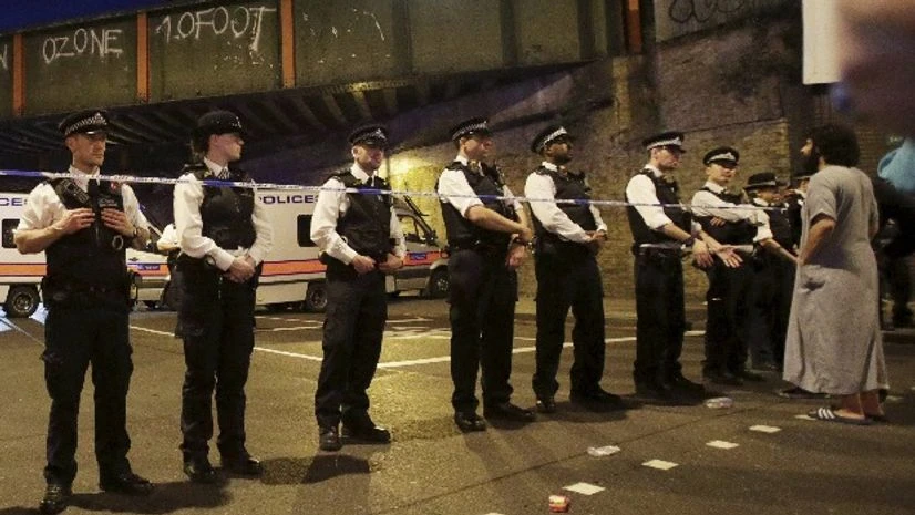 London : Police officers man a cordon at Finsbury Park where a vehicle struck pedestrians in London Monday, June 19, 2017. Police say a vehicle struck pedestrians near a mosque in north London, leaving several casualties and one person was arrested. London : Police officers man a cordon at Finsbury Park where a vehicle struck pedestrians in London Monday, June 19, 2017. Police say a vehicle struck pedestrians near a mosque in north London, leaving several casualties and one person was arrested.