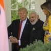 Narendra Modi with Donald Trump and Melania Trump at White House