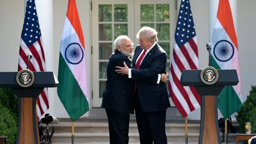 Prime Minister Narendra Modi meeting the US President Donald Trump, at the delegation level talks at White House, in Washington DC. Prime Minister Narendra Modi meeting the US President Donald Trump, at the delegation level talks at White House, in Washington DC.
