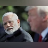 Prime Minister Narendra Modi looks toward US President Donald Trump as he speaks in the Rose Garden at the White House