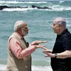 Olga Beach: Prime Minister Narendra Modi with his Israeli counterpart Benjamin Netanyahu at the Olga Beach in Israel on Thursday. (Photo: PTI)