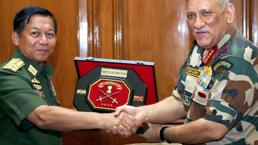 Bipin Rawat, Indian Army, U Min Aung Hliang, Myanmar Bipin Rawat, Indian Army, U Min Aung Hliang, Myanmar