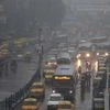 A huge number of vehicles get queued up as the traffic comes to a standstil due to heavy rainfall in Kolkata
