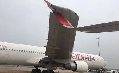 Wings of two planes collide at Delhi's IGI airport Photo: ANI