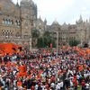 Maratha community people during a silent protest in Mumbai on Wednesday, to demand reservation in government jobs and educational institutions. Photo: Kamlesh Pednekar