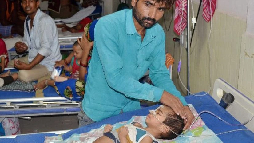 An inside view of a ward of BRD Hospital in Gorakhpur on Friday where at least 30 children died since the past two days, allegedly due to oxygen supply cut. Photo: PTI Gorakhpur