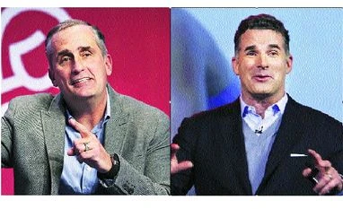 Under Armour and Intel CEOs follow Merck chief, quit panel (From left) Brian Krzanich, CEO of Intel, and Kevin Plank, CEO of Under Armour photo:reuters