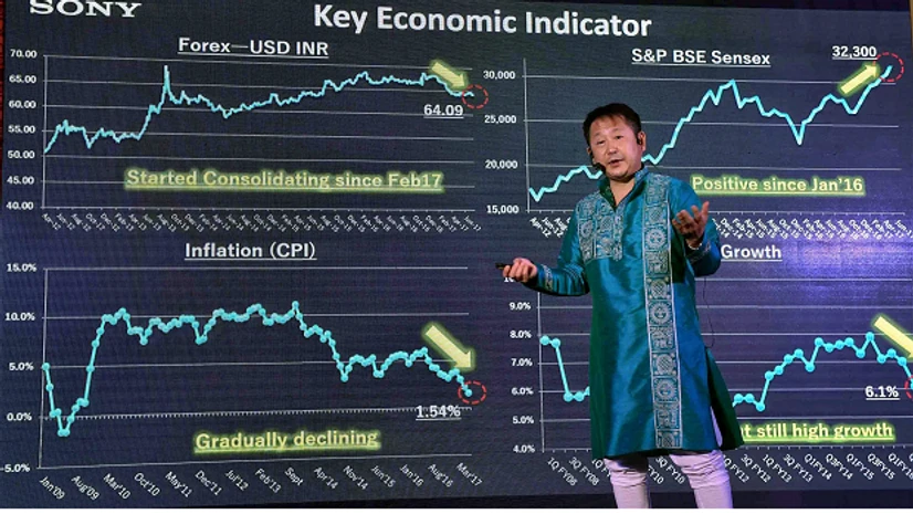 Sony India Managing Director of Sony India Kenichiro Hibi addresses media during announcement of special festival offer for Durga Puja in Kolkata. (Photo: PTI)