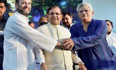 Opposition asks Sharad Yadav to lead effort to save composite culture Rahul Gandhi, Sharad Yadav, Sitaram Yechury