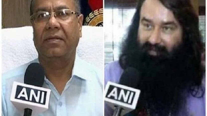 Gurmeet Ram Rahim case DG Prisons (Haryana) left and Gurmeet Ram Rahim right. Photo: Ani