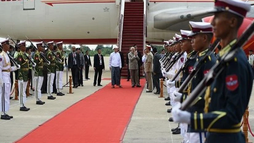 Modi in Myanmar Modi lands in Naypyitaw, marking the start of Myanmar visit. Photo: @narendramodi (official twitter)