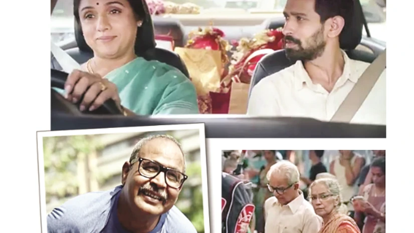 advertising, advertisement,old people (Clockwise from top): A mother urges her son to move out of home (Axis Bank), an elderly couple enjoy their second honeymoon (Vodafone) and a son cheers his father running the marathon (Volini, Sun Pharmaceuticals)