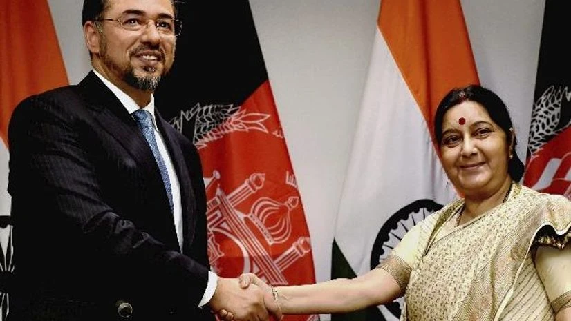 Sushma Swaraj, Salahuddin Rabbani, India, Afghanistan Sushma Swaraj, Salahuddin Rabbani, India, Afghanistan