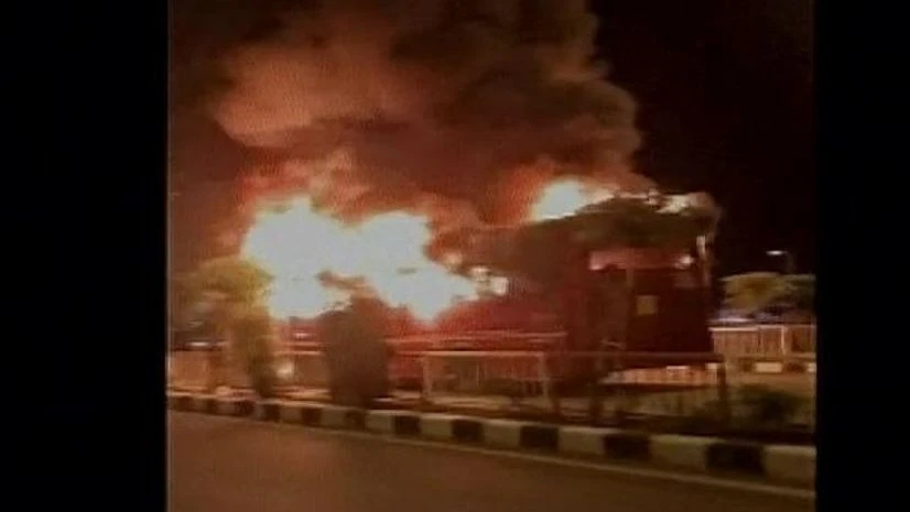 Patidar youths protested against Vijay Tankar Sammelan by Bharatiya Janata Yuva Morcha in Surat last night, set 2 buses on fire. 20 detained. Photo: ANI Patidar youths protested against Vijay Tankar Sammelan by Bharatiya Janata Yuva Morcha in Surat last night, set 2 buses on fire. 20 detained. Photo: ANI