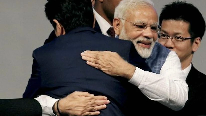 Narendra Modi, Shinzo Abe, India-Japan Annual Summit, greets Narendra Modi, Shinzo Abe, India-Japan Annual Summit, greets